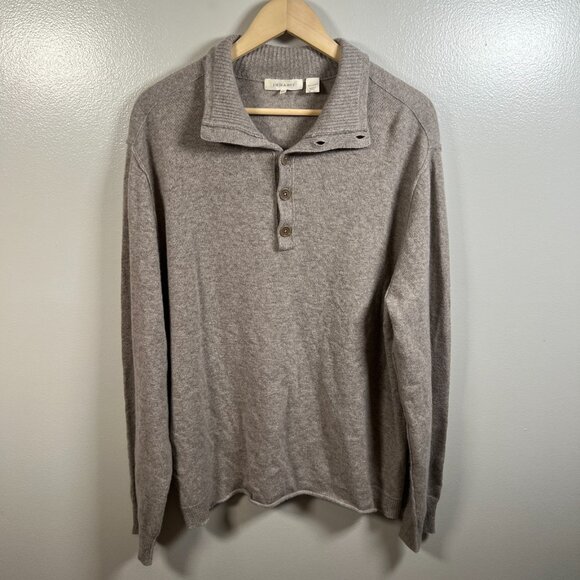 Inhabit Cashmere Collared Sweater Mens Size XXL Brown Classic Preppy *Flaw - Picture 1 of 9